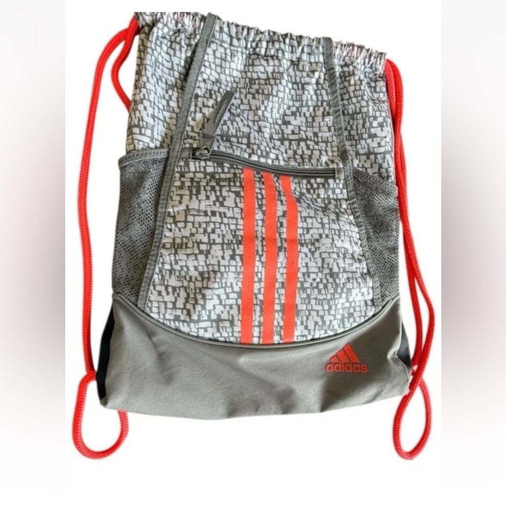 Adidas Alliance II Sackpack 3 Stripe Neon Pink/Gray/Silver String Backpack
